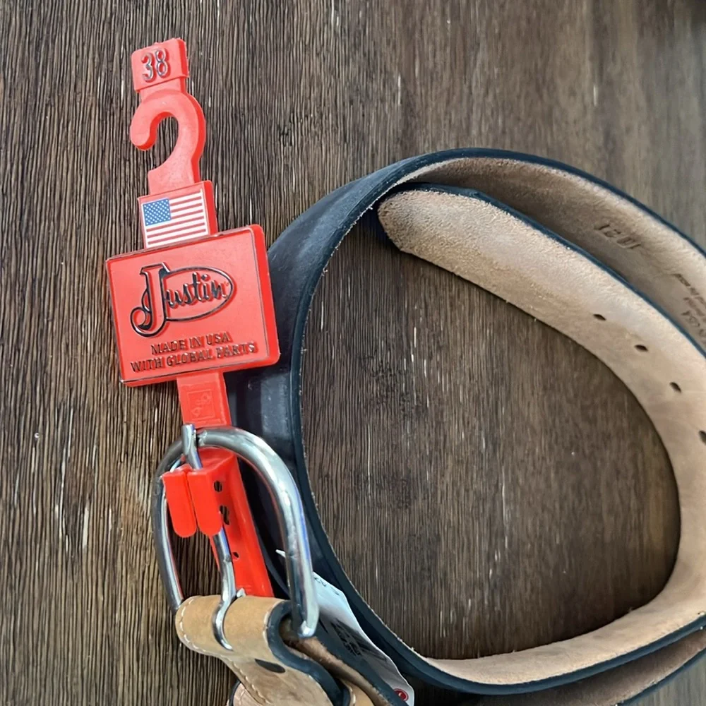 NEW JUSTIN CLASSIC WESTERN BROWN/BLACK BELT BY JUSTIN